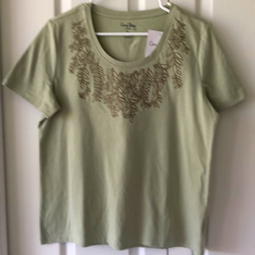 Sage green polo top.